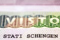 Schengen visa in passport.