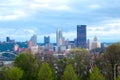 Schenley Park at Oakland neighborhood and downtown city skyline of Pittsburgh Royalty Free Stock Photo