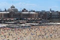 Kurhaus Scheveningen thermal resort with crowded beach at summer time, Netherlands Royalty Free Stock Photo
