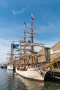 Scheveningen harbour with tall ship Europa during sail event of visit from tall ships Royalty Free Stock Photo