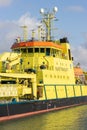 Detail of a Dutch coastguard ship in the harbour of the city of Scheveningen, The Netherlands