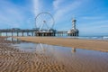 Scheveningen pier viewed from the sandy beach, The Hague, Netherlands Royalty Free Stock Photo