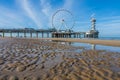 Scheveningen pier viewed from the sandy beach, The Hague, Netherlands Royalty Free Stock Photo