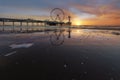 Scheveningen sunset silhouette Royalty Free Stock Photo