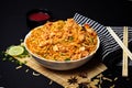 Schezwan or Szechuan Chicken Noodles - Chinese or indo-chinese food