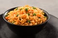 schezwan fried rice or matar pulao and chopsticks served in bowl side view of chinese food