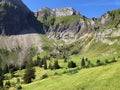 Schiberg mountain above the Oberseetal valley and in the Glarus alps mountain masiff, Nafels Naefels