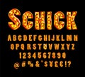 Schick. Gold alphabetic fonts Royalty Free Stock Photo