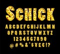 Schick. Gold alphabetic fonts Royalty Free Stock Photo