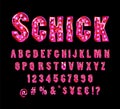 Schick. Pink Gold alphabetic fonts Royalty Free Stock Photo