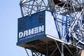 Closeup of a harbour crane from the shipbuilding company Damen Shiprepair Rotterdam in Schiedam.