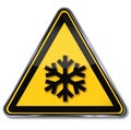 Warning of low temperature and cold with a snowflake Royalty Free Stock Photo