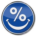 Percent sign and smiling face