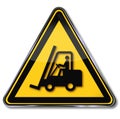 Warning for fork lift trucks and forklift Royalty Free Stock Photo