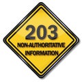 Computer sign 203 non-authoritative information Royalty Free Stock Photo