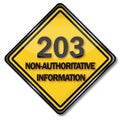 Computer sign 203 non-authoritative information Royalty Free Stock Photo