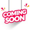 Vector Illustration Hanging Tag Coming Soon. Modern Web Banner Element Royalty Free Stock Photo