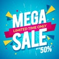 Vector Illustration sale tag. Special offer, big sale, discount, mega sale banner. Online shopping sticker.