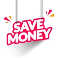 Vector Illustration Hangin Label With Text Save Money Royalty Free Stock Photo