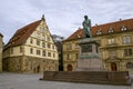 Schiller Square.  Monument to great writer  Schiller one of the famous destinations in Stuttgart. Royalty Free Stock Photo