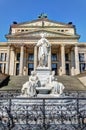 Schiller Statue and Concert Hall in Gendarmenmarkt, Berlin Royalty Free Stock Photo