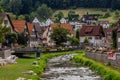 SCHILTACH, GERMANY - SEPTEMBER 1, 2019: Schiltach stream in Schiltach village, Baden-Wurttemberg state, Germa Royalty Free Stock Photo