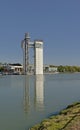 Schindler tower along Guadalquivir river in Seville Royalty Free Stock Photo