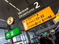 Schiphol Amsterdam Airport departure terminal signs, Holland