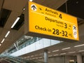 Schiphol Amsterdam Airport terminal signs, Holland Royalty Free Stock Photo