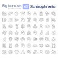 Schizophrenia disorder linear icons set Royalty Free Stock Photo