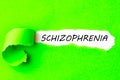 Schizophrenia text on paper. Word Schizophrenia on a torn paper. Schizophrenia Syndrome,Mental disorder Royalty Free Stock Photo