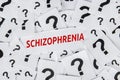 Schizophrenia word with question mark symbol