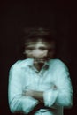 schizophrenic blurred portrait of a psychopathic man with mental disorders and disorders