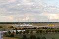 Schkeuditz, Germany - 29th May, 2022 - Two An-124-100 russian Ruslan Volga-dnepr airlines cargo jets parked on Leipzig Royalty Free Stock Photo