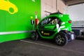 Renault Twizy electric city car stands at Energie Steiermark charching station Royalty Free Stock Photo