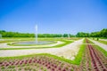 Schleissheim, Germany - July 30, 2015: Royal garden of palace property with incredible organized green bushes and gravel Royalty Free Stock Photo