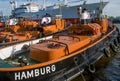 Schlepper tractor boat in Hamburg harbor