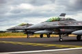 SCHLESWIG-JAGEL, GERMANY - JUN 23, 2014: Two Turkish Air Force F-16 fighter jets from 192Filo during the NATO Tiger Meet at