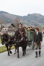 Schliersee, Germany, Bavaria 05.11.2017: Leonhardi ride in the Bavarian Schliersee