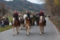 Schliersee, Germany, Bavaria 05.11.2017: Leonhardi ride in the Bavarian Schliersee