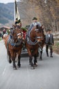 Schliersee, Germany, Bavaria 05.11.2017: Leonhardi ride in the Bavarian Schliersee