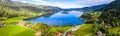 Schliersee Lake Panorama Aerial Shot. Bavaria, Germany