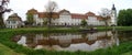 Schloss Fasanerie, palace complex near Fulda, garden wing, view across the pond with reflection, Eichenzell, Germany Royalty Free Stock Photo