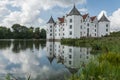 Gluecksburg Castle near Flensburg Reflecting in Water, Schleswig-Holstein, Germany