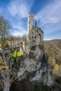 Schloss Lichtenstein Castle Germany Baden-Wuerttemberg Swabian This fairy-tale castle is famous landmark Royalty Free Stock Photo