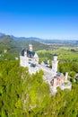 Schloss Neuschwanstein castle aerial view architecture Alps landscape Bavaria Germany travel portrait format