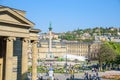 Schlossplatz (Castle square) with Fountains in Stuttgart City, Germany Royalty Free Stock Photo