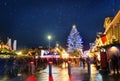 Schlossplatz square with Christmas tree, Stuttgart Royalty Free Stock Photo