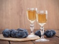 Schnapps and plums Royalty Free Stock Photo