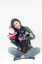 Schnauzer and its owner Royalty Free Stock Photo